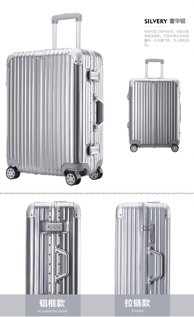 Wholesale High-end aluminum travel trolley waterproof suitcase rolling luggage with TSA lock