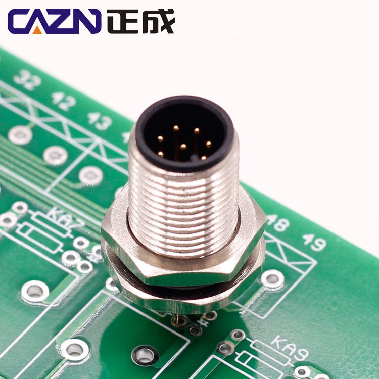 M12 17pin male PCB back mount socket