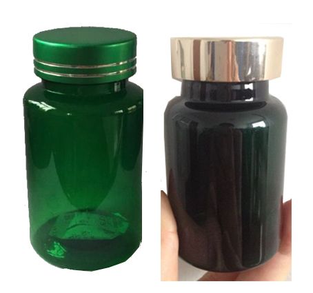 Pill Plastic Bottles with Green Color-Made by Pet Plastic