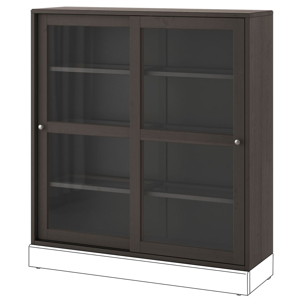 Glass-door cabinet, dark brown