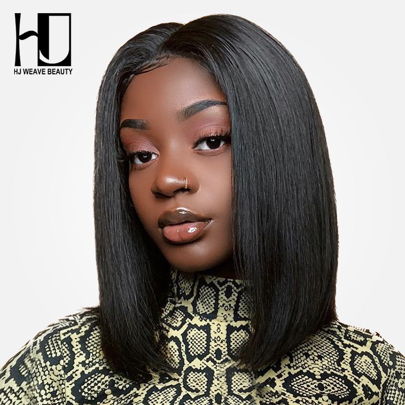 Short Lace Front Human Hair Wigs Bob Straight Wig