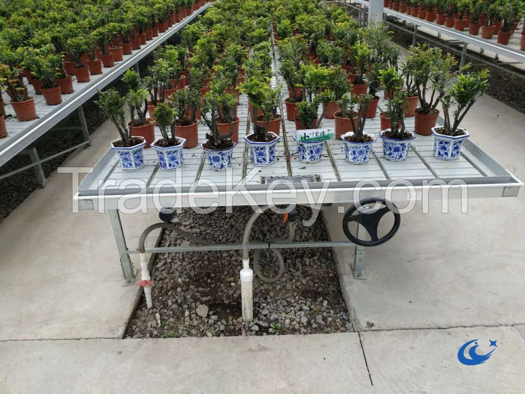 Greenhouse benches, rolling seedbed for planting