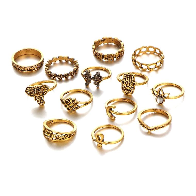 Alloy Vintage Stackable Knuckle Rings Taiji Design