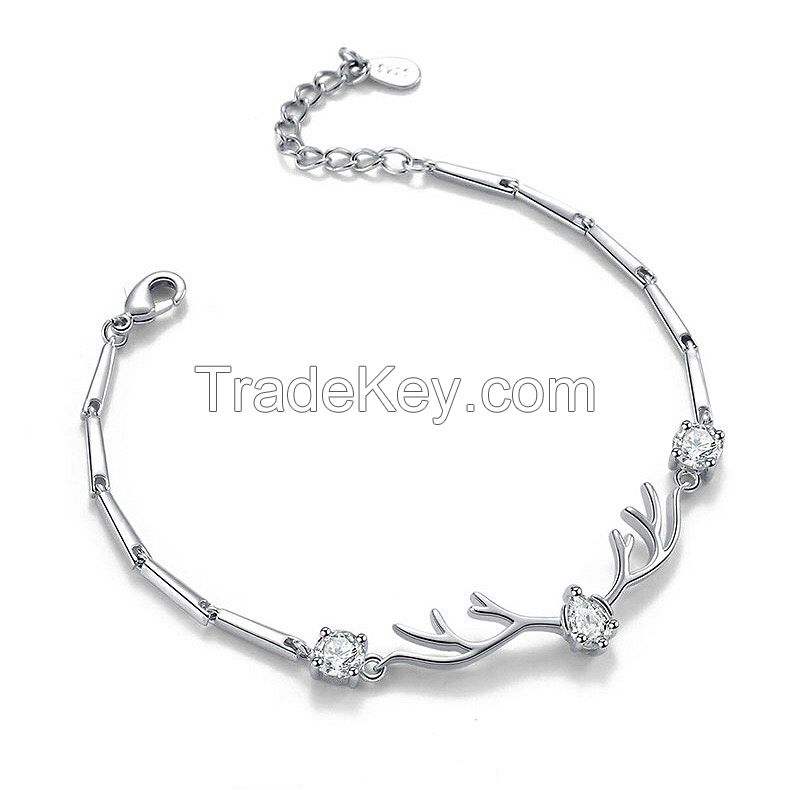 Antlers Bracelet with Crystal 925 Silver