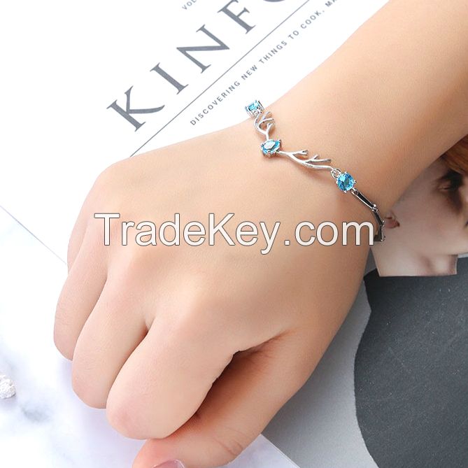 Antlers Bracelet with Crystal 925 Silver