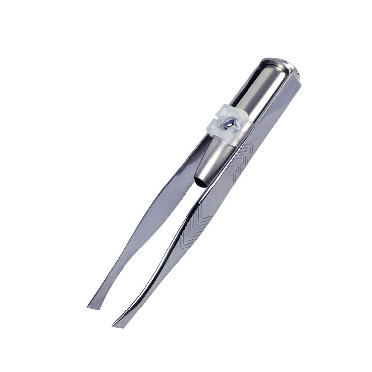 Best Selling Stainless Steel Make Up LED Light Eyelash Eyebrow Hair Removal tweezers