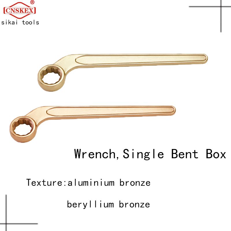 Safety sparkless explosion-proof tool explosion-proof bent handle single head spanner is made of aluminum bronze and beryllium bronze