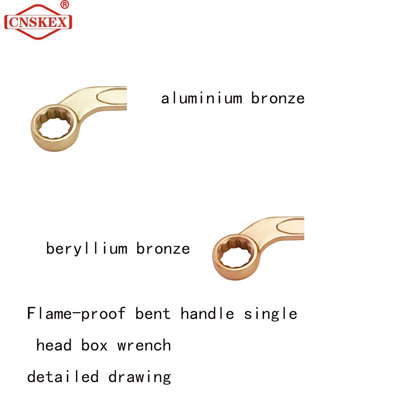 Safety sparkless explosion-proof tool explosion-proof bent handle single head spanner is made of aluminum bronze and beryllium bronze