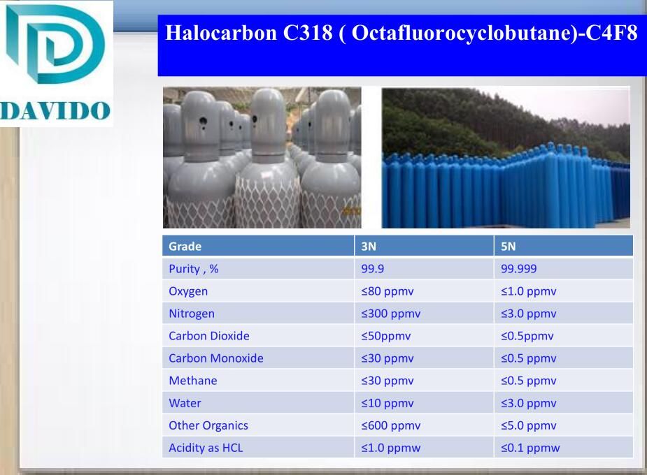 Perfluorocyclobutane gas C4F8 gas