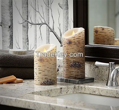 2-Key Remote Battery Operated Pillar Real Wax Scented Dancing Flame Simulation Led Artificial Tree Candle