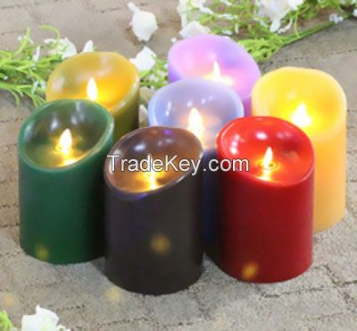 Ivory Colorful Real Wax Led Candle Motion Flame Battery Operated Candle