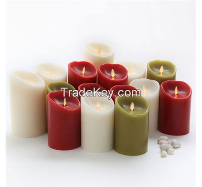 Ivory Colorful Real Wax Led Candle Motion Flame Battery Operated Candle