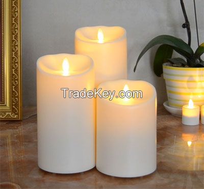 Outdoor Waterproof Plastic Led Moving Wick Flameless Led Candle With Timer And Remote