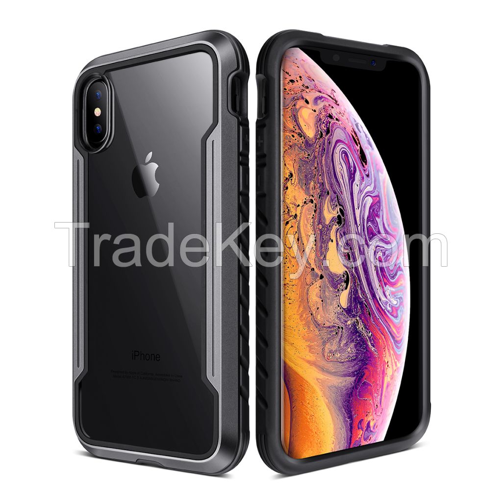 iPhone X Case, iPhone Xs Case, iPhone X Defender Case, Aluminum, TPU, Clear PC, Military Grade Machined Metal Protective Case for Apple iPhone Xs, iPhone X, iPhone 10 (Black)