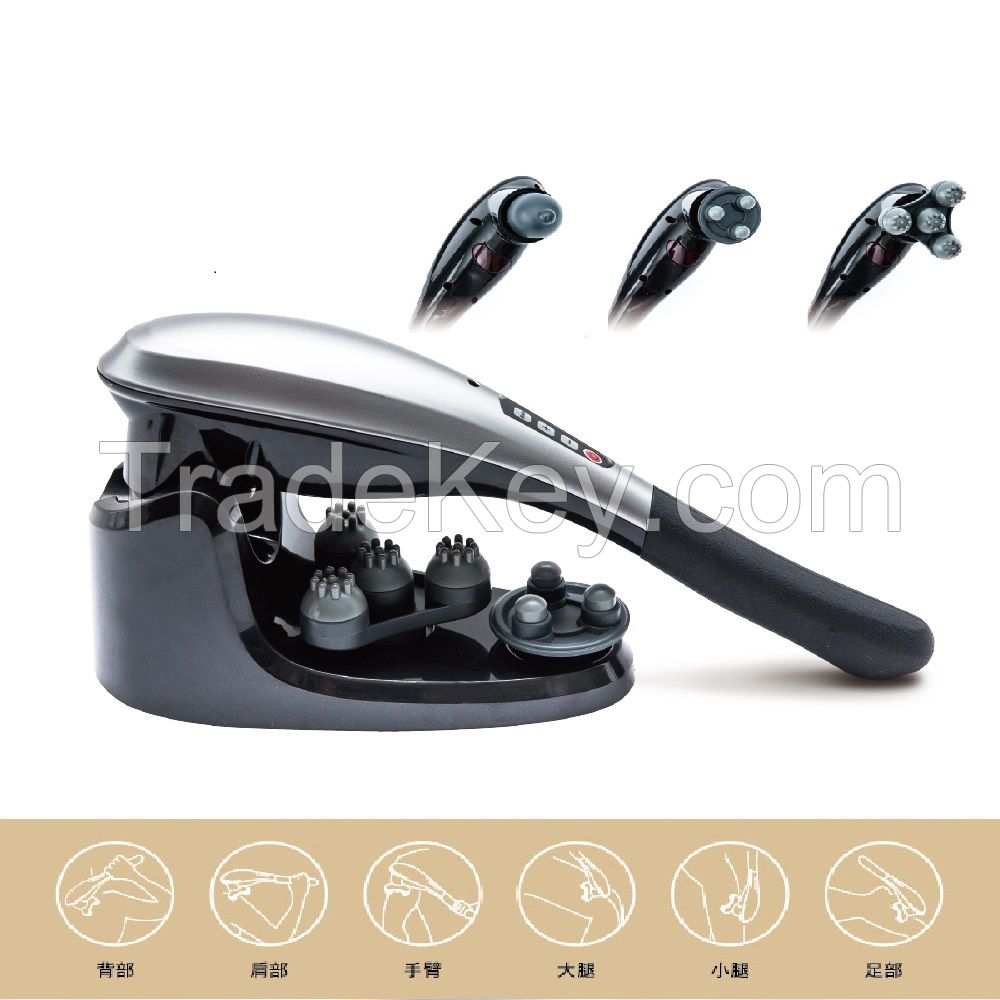 Wireless handheld massager with interchangeable massage heads