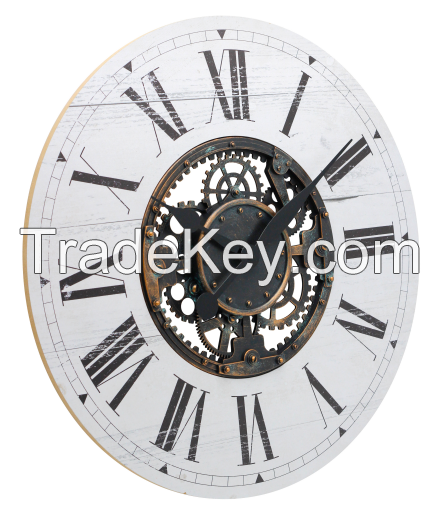 American style farmhouse large wood wall clock