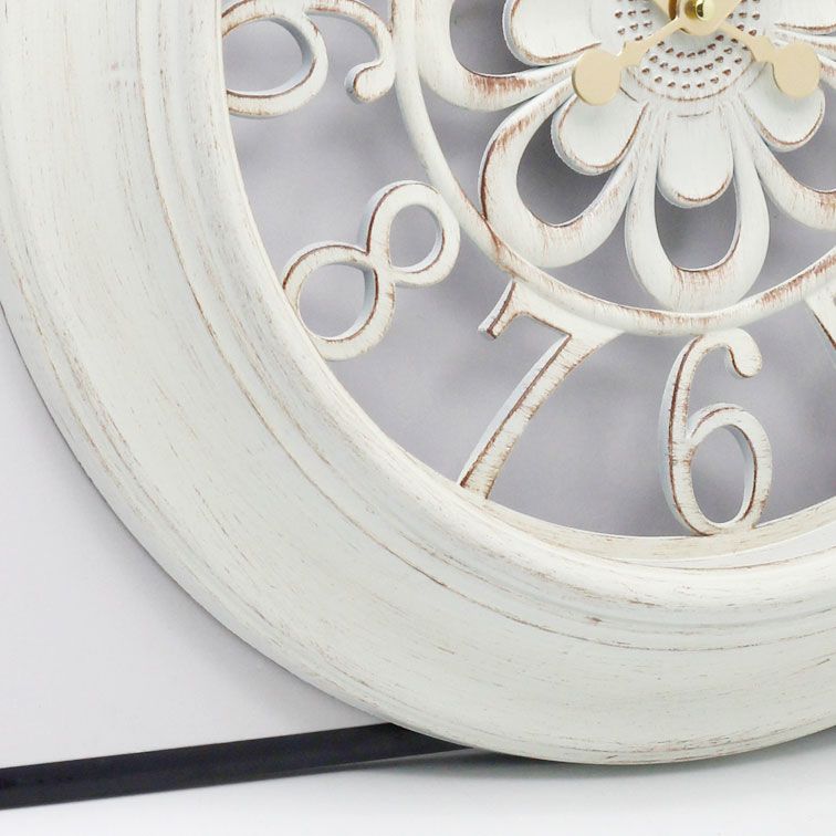 White carving large farmhouse wall clock