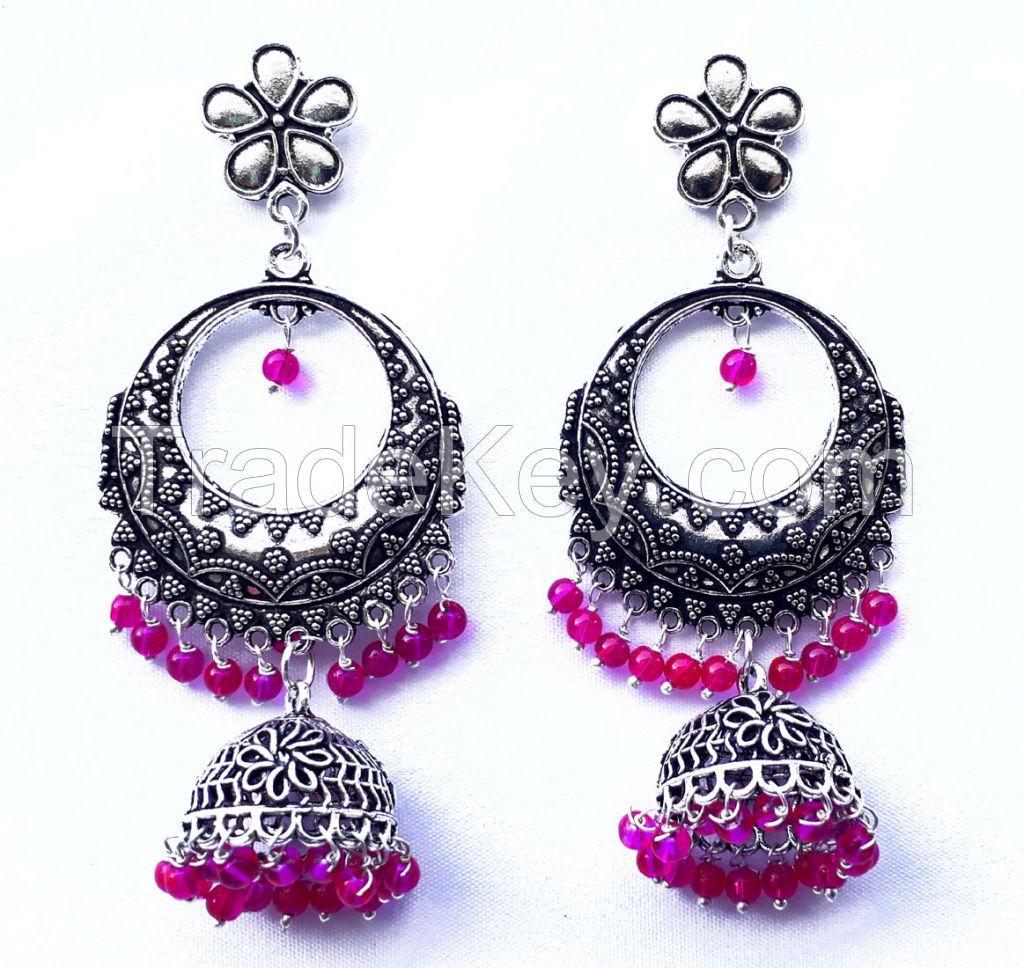 Rajasthan Ethnic Oxidized German Silver  Earring