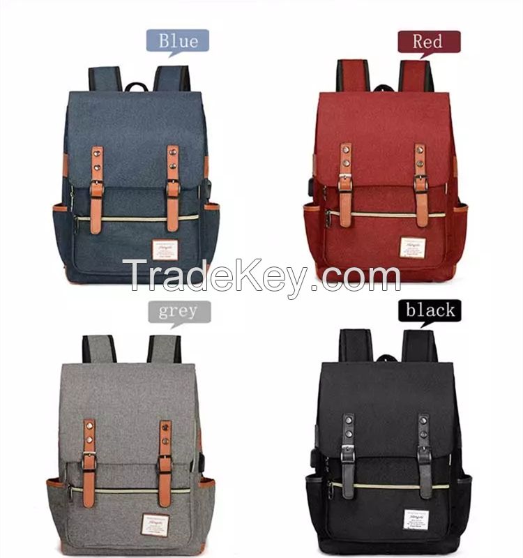 Vintage Laptop Backpack for Women Men,School College Backpack with USB Charging  