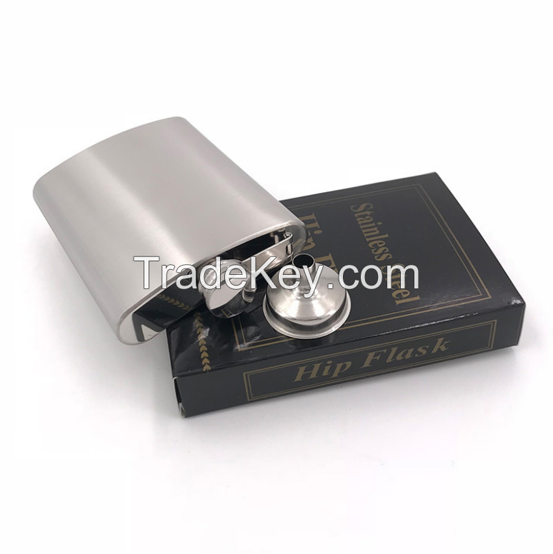 factory direct wholesale brushed 7oz hip flask with funnel