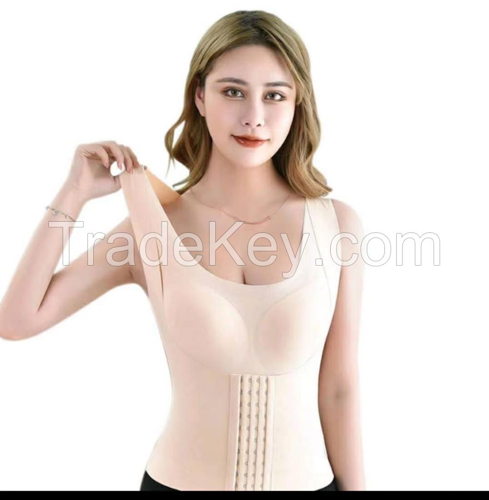 Seamless Breast Gather Tummy Control Butt Lift Shapewear Body Shaper Girdle Bra Body Corset Wireless Sports Vest Chest Support Women Posture Corrector