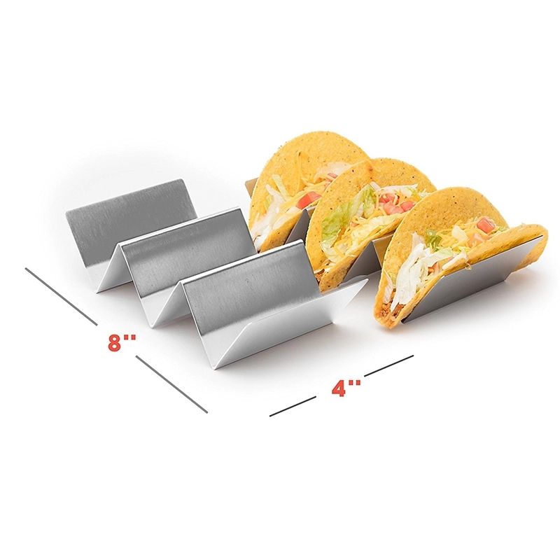 Multi-purpose Light Weight Stainless Steel Taco Stand Tray Holder With Handle 