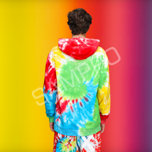 custom made Poly Cotton Tie dye hoodie short set