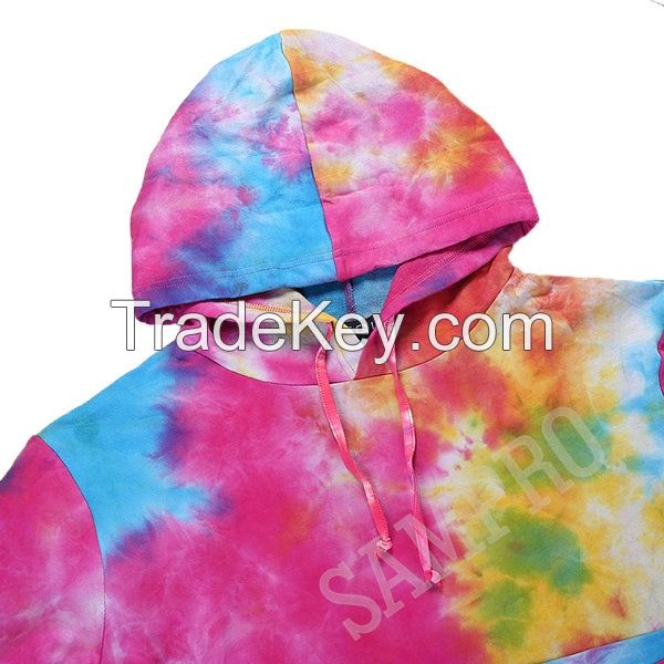 custom made Poly Cotton Tie dye hoodies 