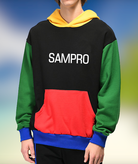 Multi color panel custom logo Fleece hoodie