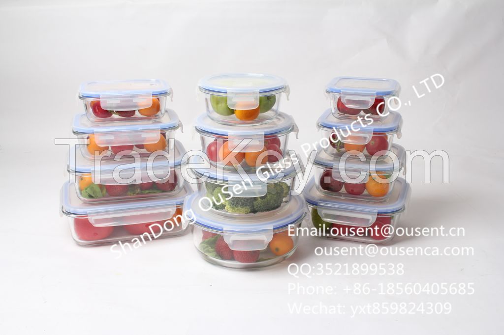 high borosilicate heat resistant glass food container (set of 5)