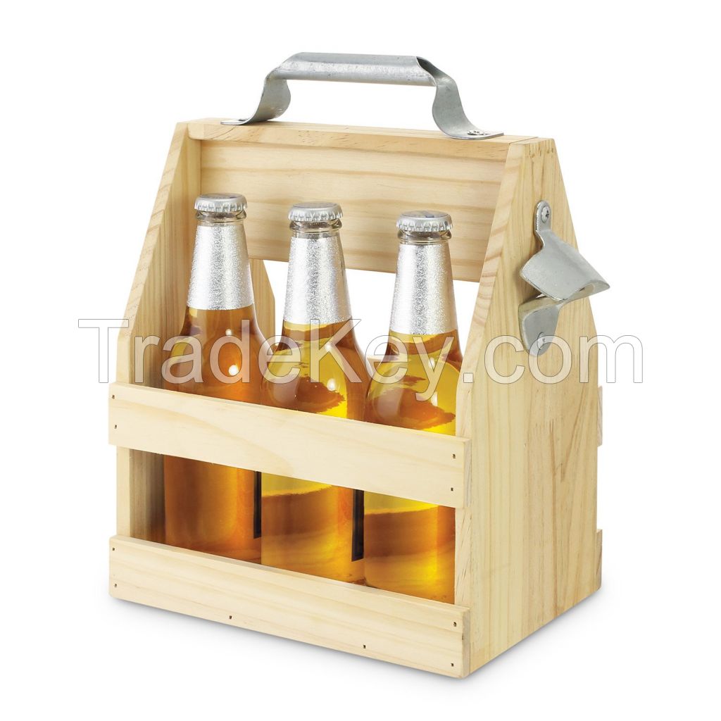 Beer Bottle Carrier with Metal Bottle Opener