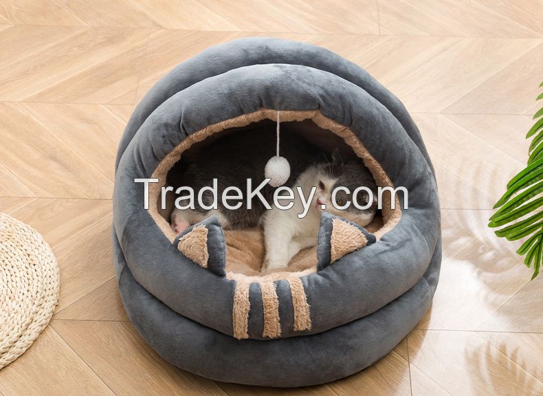 Private label PP cotton soft cat hut bed