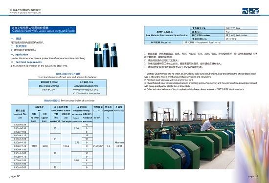 Phosphatized Steel Wire for Armored Submarine Cable with Inner Mechanical Protection