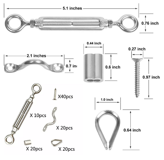 316 Stainless Steel Cable Railing Hardware Kits 