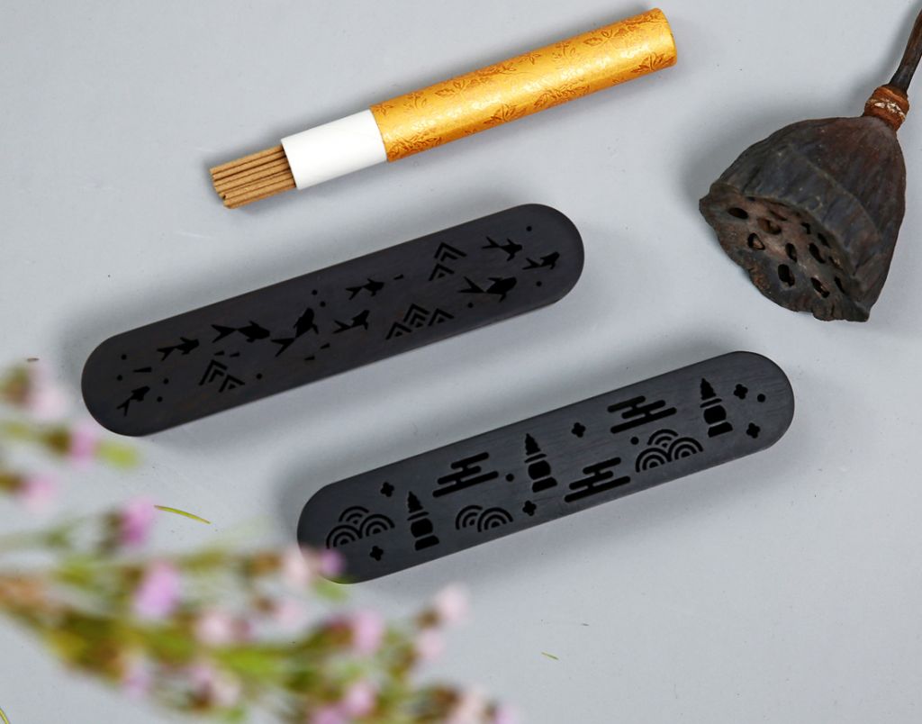 Ebony lying incense burner gift box set agarwood sandalwood incense entry inlay boxwood incense utensils 