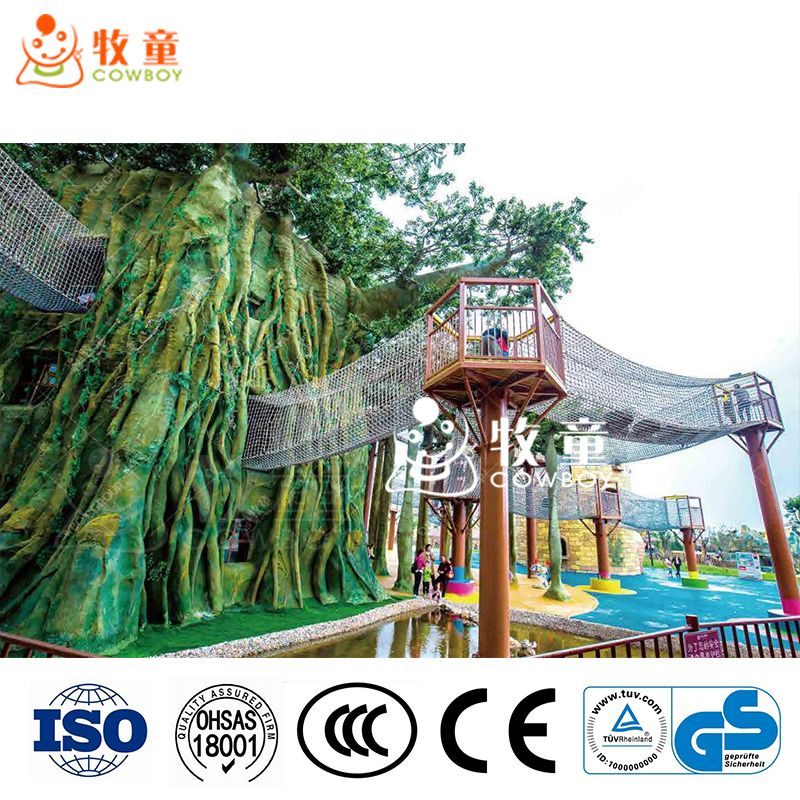 Cowboy Wooden Outdoor Playground with Climbing Net