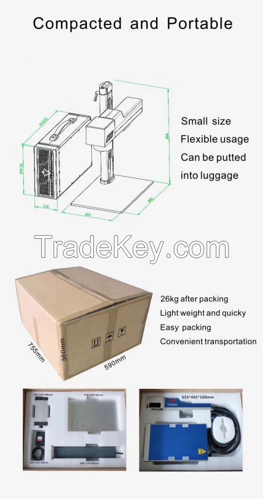 Optical fiber Raycus/M ax laser source 10w 20w 30w fiber laser marking machine portable for metals/stainless steel