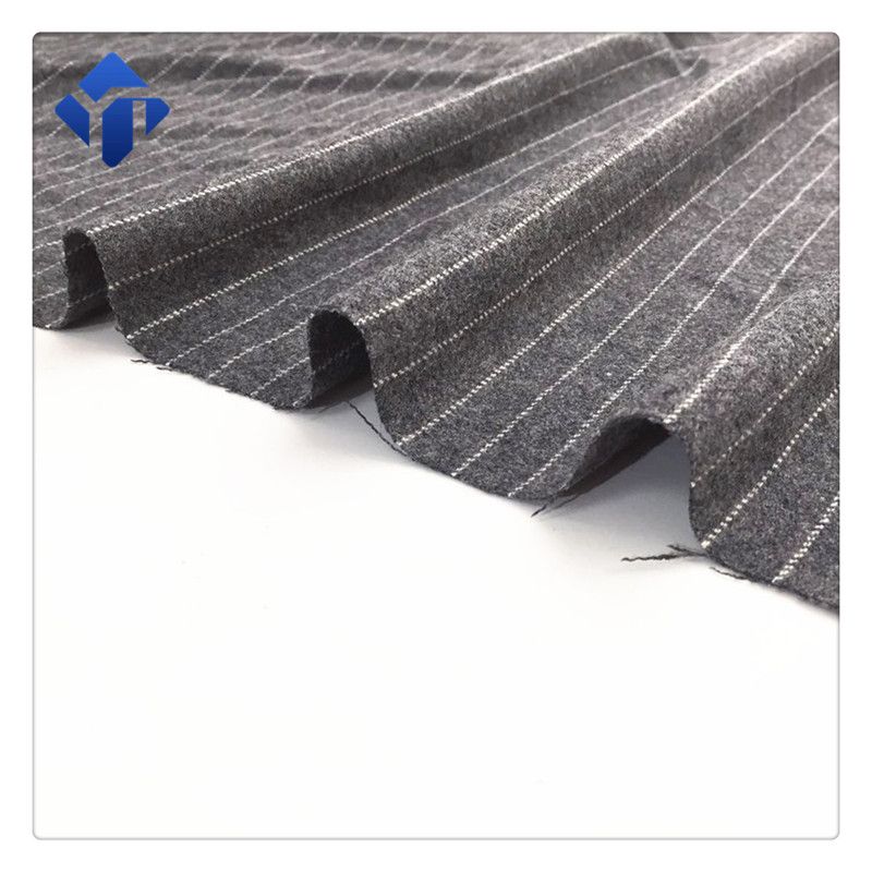 Good quality wool 50% polyester 50% black and white stripe flannel fabric