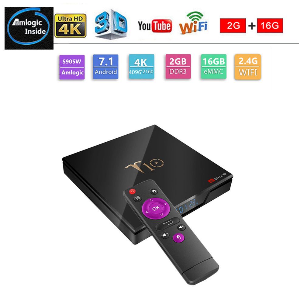 Topsat New TV Box T10 S905W Penta Core 2G 16G 4K TV Box Android 7.1.2 Set Top Box