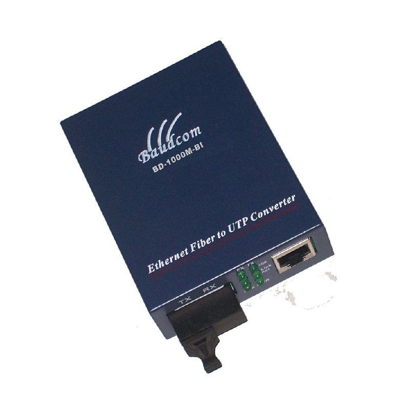 Baudcom 20km 10/100M BIDI Ethernet Fiber WDM media Converter with SC Connector .