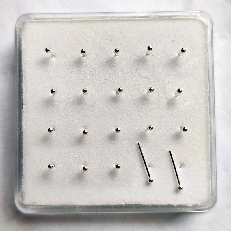 100% 925 Sterling silver 1.5 mm ball nose Stud pin Classic nostril piercing jewelry 20pcs/pack