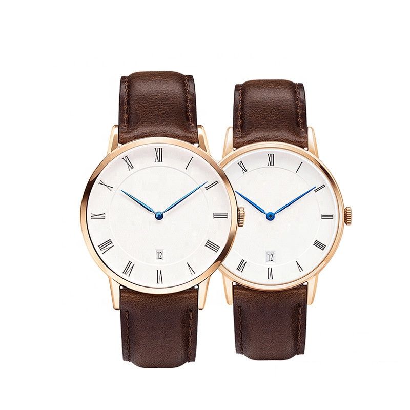 Fashion Classic Couple Lover Stainless Steel DW watch Ronda 763 Quartz Movement Full Grain Leather Strap Watch