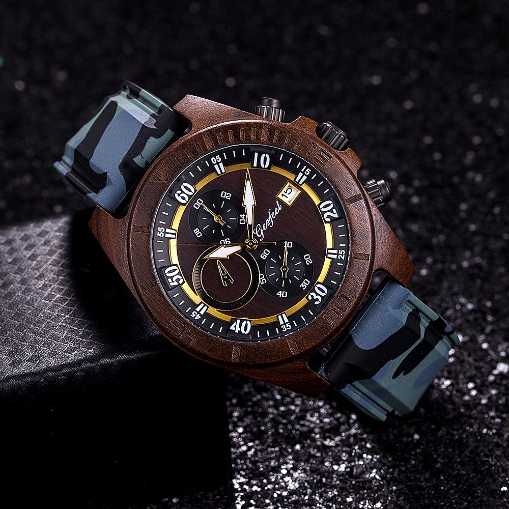 Custom Brand OEM Luxury Sport Handmade Chronograph Wooden Watch