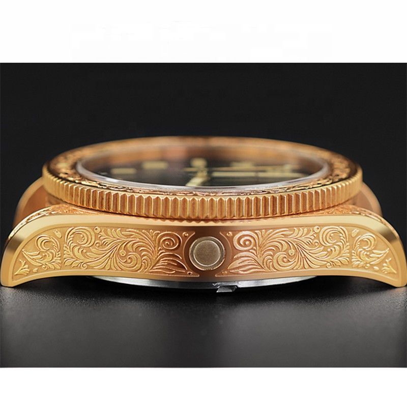 OEM luxury wrist watch men vintage tin bronze carved watches Japanese Movt watch manufacture