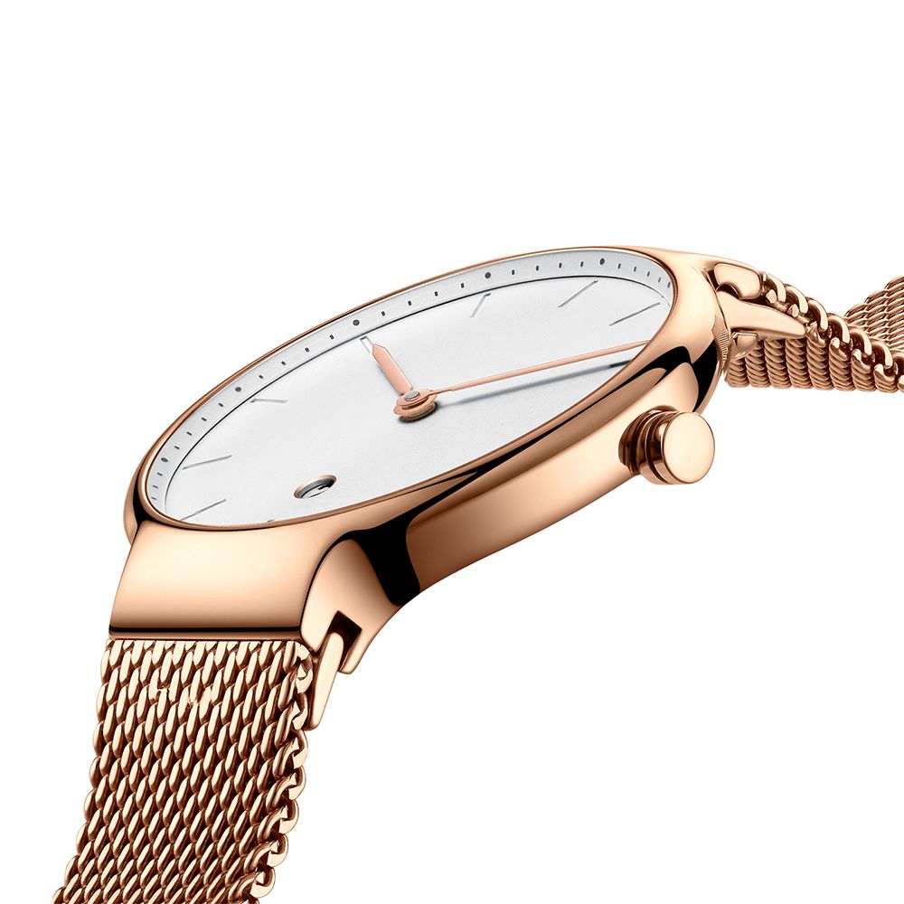 Ultra-thin Movement Gold Quartz Watch with Mesh Straps 5 ATM Water Resistant for Women