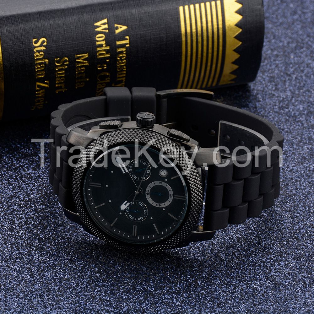 Custom Logo Silicon Wristband Quartz Stainless Steel Men Watch 