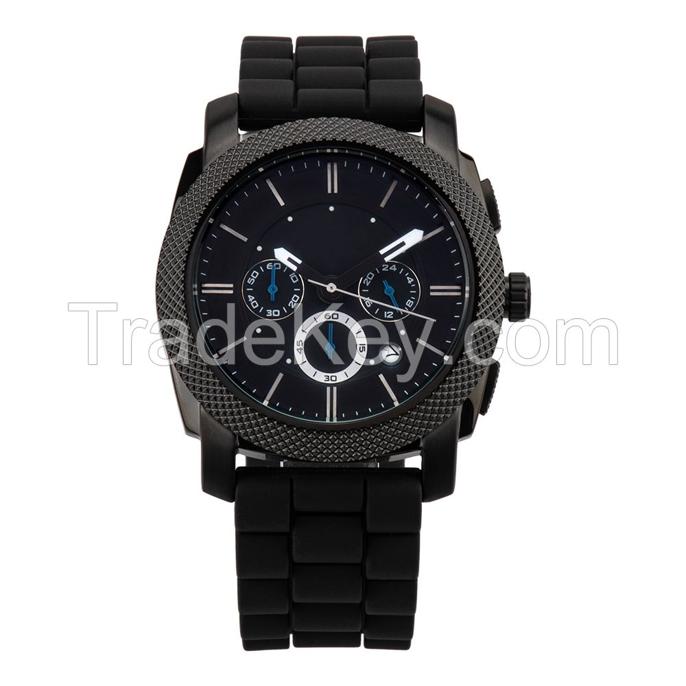 Custom Logo Silicon Wristband Quartz Stainless Steel Men Watch 