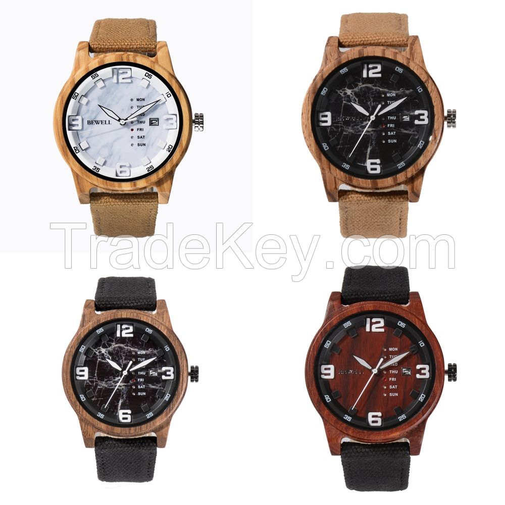 Custom Logo Superior Japan Movt with Day and Date Men Wooden Watch