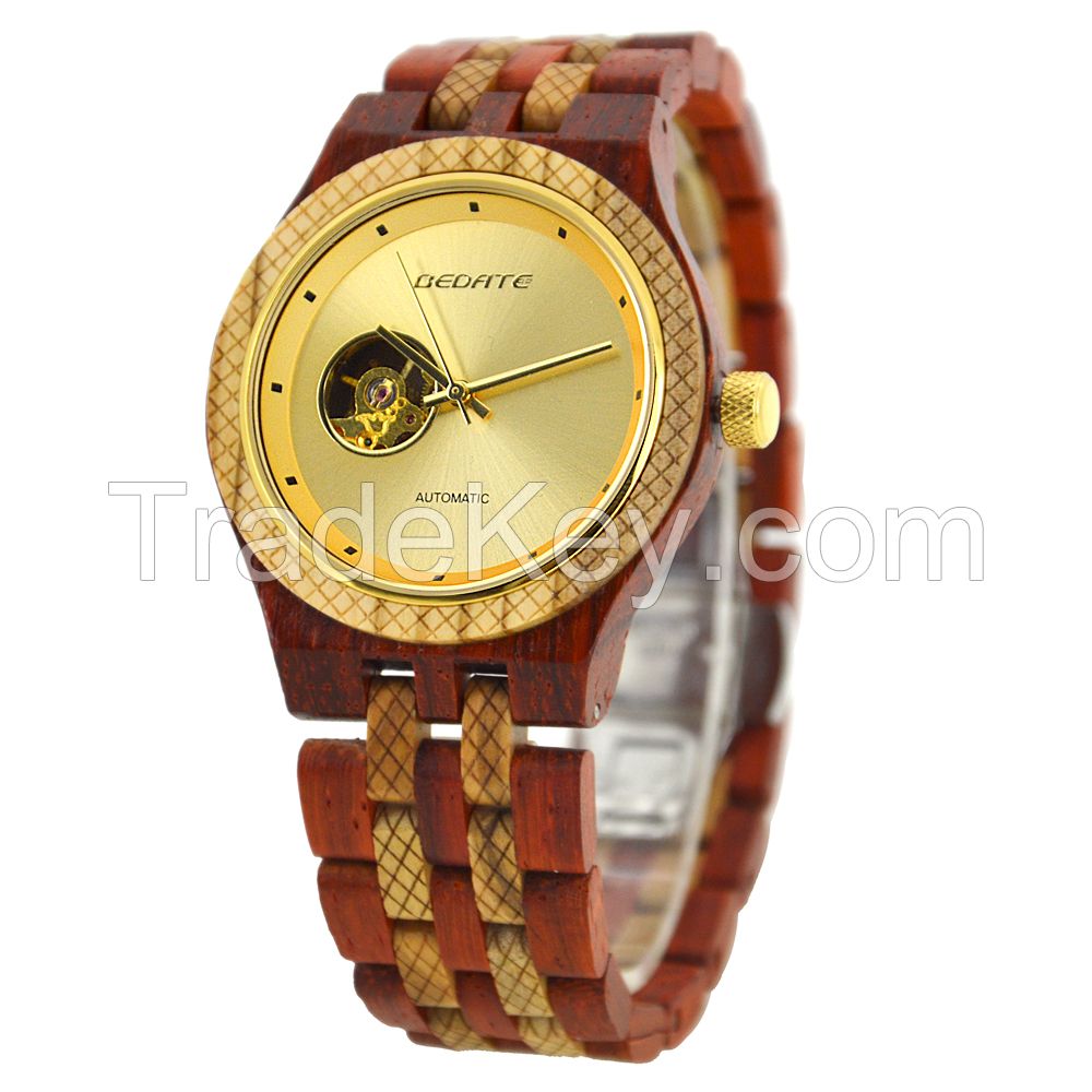 Custom Logo Japan Movement Pc21 Canvas Strap Bamboo Men Wooden Watch