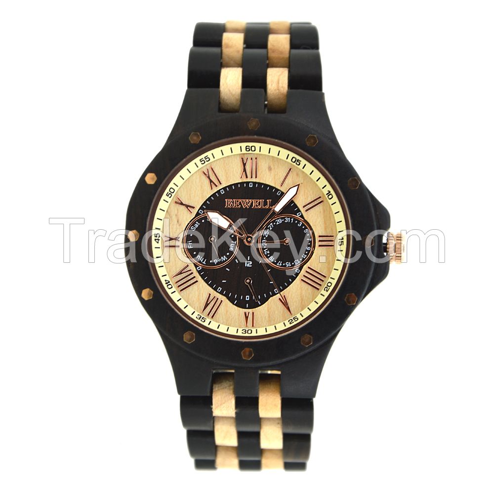 Custom 2019 high quality factory wholesale waterproof branded logo Japan movement mens wood bamboo watches